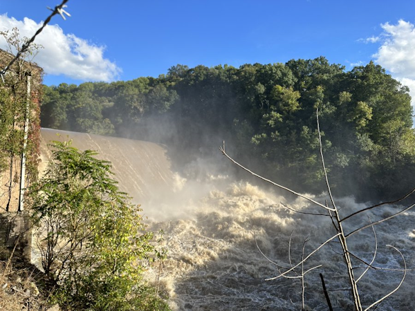 Photo of Nolichucky Dam in Tennessee, in the wake of Hurricane Helene on Sept. 27, 2024